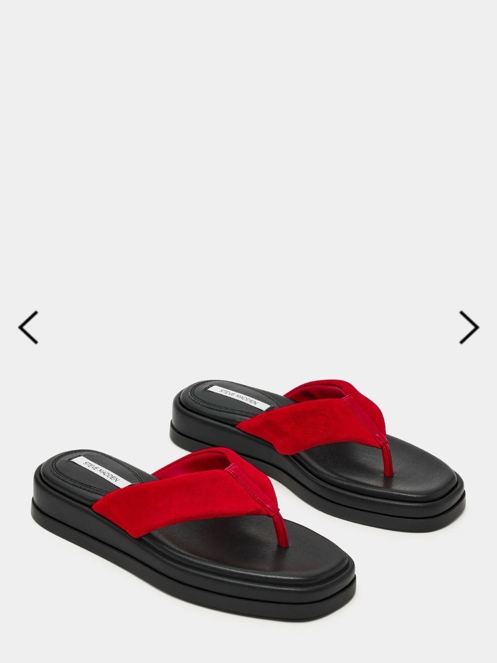 Steve Madden Bella Red Suede Platform Thong Sandals for Women